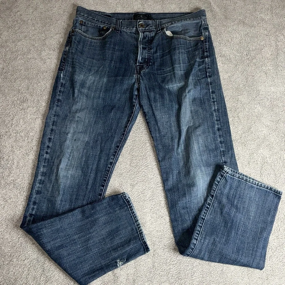 Lucky Brand Denim Jeans 121 Heritage Slim Mens Size 34 x 34 Med. Wash Button Fly - Picture 2 of 8